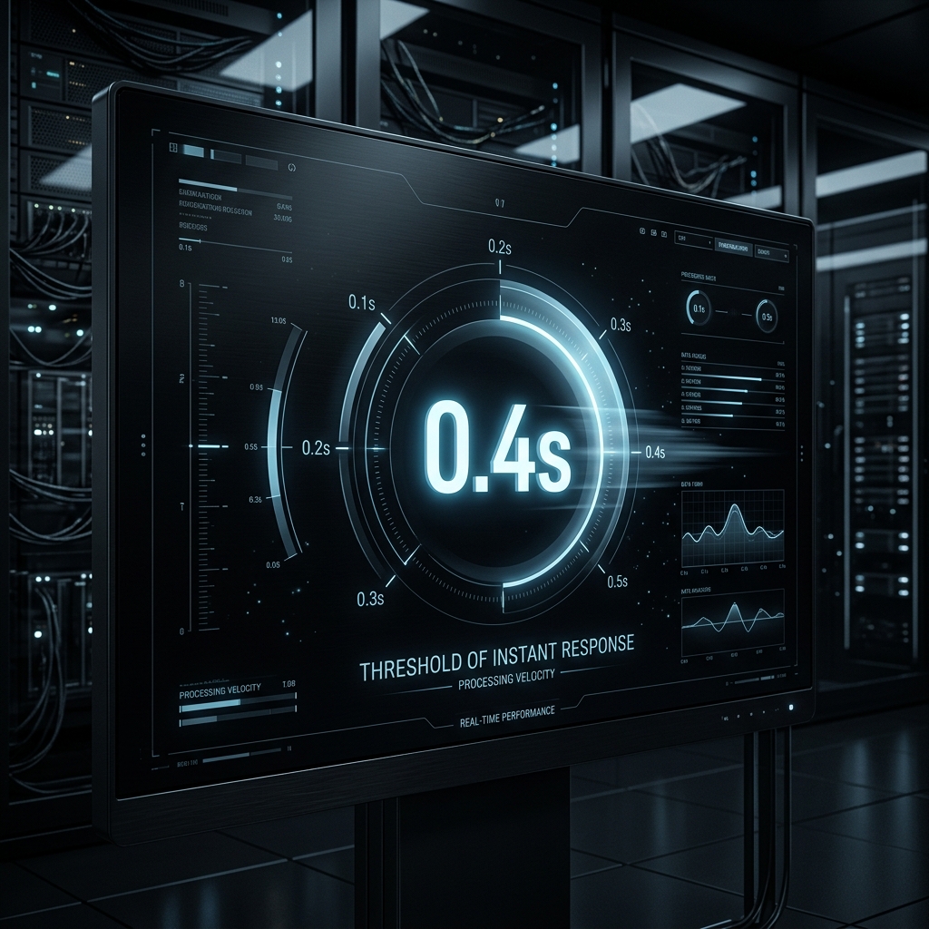 Cinematic visualization of digital velocity and the 0.4s standard threshold.