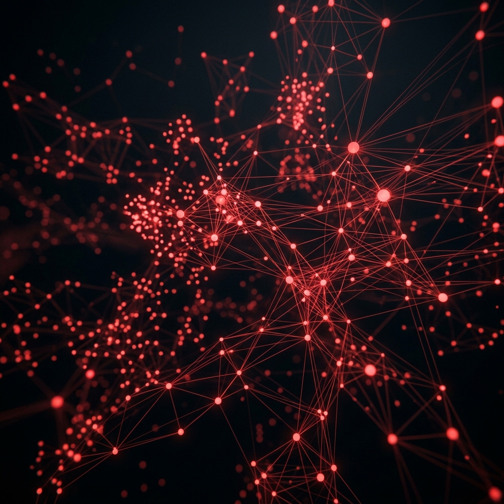 Technical visualization of an identity graph showing nodes and high-dimensional semantic relationships.